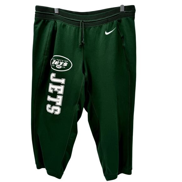 Nike NY Jets Sweatpants Mens Medium Cropped Jogger Green Therma-Fit Drawstring - Picture 1 of 7
